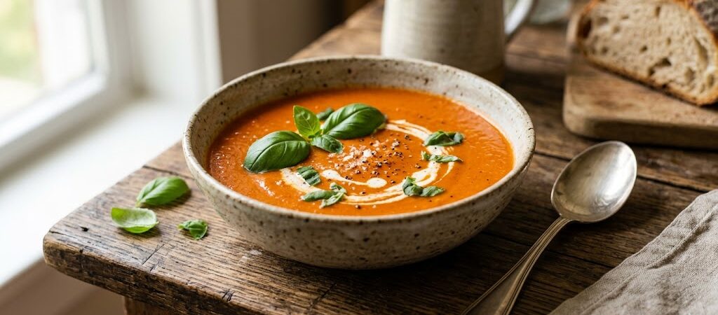 Romige Tomatensoep met Basilicum